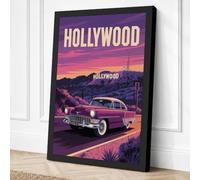 Vintage Hollywood Drive Retro Canvas Wall Art Print 30x20 Inch (76 x 51 cm)