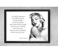 Vintage Hollywood Portrait Marilyn Monroe Vintage Print, A4 Size Black Frame with Glass, 31 x 23 cm Wall Art, Classic 1950s Style with quote 'Im Selfish, Impatient, and a Little Insecure'
