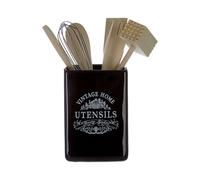 Premier Housewares Vintage Home Utensil Holder with Tools, Black