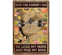 Vintage Home Decor Aluminium Signs In To The Forest I Go To Lose My Mind And Free My Soul Dragonfly And Sunflowers Retro Sign Metal Plaque Tin Posters Great Gifts For Women 8x12 Inch