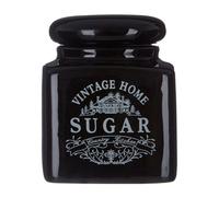 Vintage Home Sugar Jar Black Ceramic