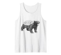 Vintage Honey Badger Drawing Realistic Wildlife Animal Art Tank Top