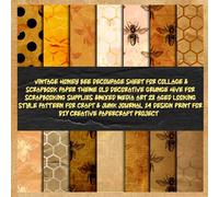 vintage honey bee decoupage sheet for collage & scrapbook paper theme old decorative grunge hive for scrapbooking supplies &mixed media art 28 aged ... project (busy bee the wonderfull insect)