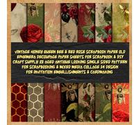 vintage honey queen bee & red rose scrapbook paper old ephemera decoupage paper sheets for scrapbook & DIY craft supply 28 aged antique looking single ... &cardmaking (busy bee the wonderfull insect)