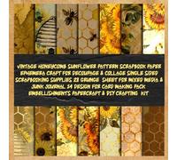 vintage honeycomb sunflower pattern scrapbook paper ephemera craft for decoupage & collage single sided scrapbooking supplies 28 grunge sheet for ... kit (busy bee the wonderfull insect)