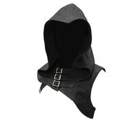 Vintage Hooded Cowl Hat With Adjustable Buckle Strap Medieval Cloak Cape Faux Leather Pirate Cosplay Costume Accessory Steampunk Cowl Hat