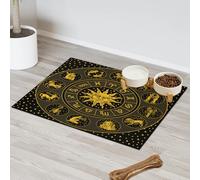 Vintage Horoscope Zodiac Wheel Pet Feeding Mat for Cat Dog Water Bowl Food Mats Wheel Pet Feeding Mats Absorbent Nti-Slip Contain Spills Protects Floors Placemat 43.1 x 76.2 cm