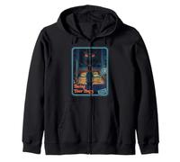 Vintage Horror Halloween Retro Survival Facing Your Fears Zip Hoodie