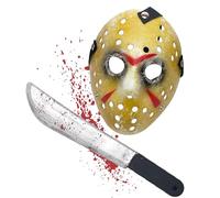 Vintage Horror Mask with Matching Accessory Halloween Scary Mask, Old Yellow Plastic, 28*20*5cm, Spooky Decor for Halloween Parties, Cosplay, Horror Theme Events, Perfect for Creating Frightening Vibe
