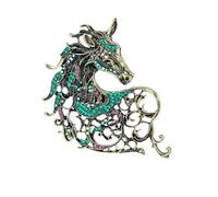 Vintage Horse Head Brooch Corsage Pin, Green