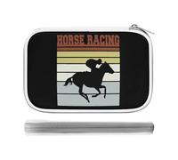 Vintage Horse Racing Team Pencil Case Holder Pouch Stationery Pen Bag PU Leather Organizer