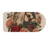 Vintage Horse's Head Framed by a Horseshoe and Roses Mouse Pad, Large Gaming Keyboard Mat with Non-Slip Rubber Base, Big Extended Desk Protector for Home Office, 29.1’’ x 13.8’’