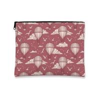 Vintage Hot Air Air-Float Balls Makeup Bag, Fanciful Travel Cosmetic Pouch for Women, Portable Canvas Zipper Organizer, Spring Skincare Toiletry Bag, Peach, 7x9 Inch, Hot Air Air-float Balls