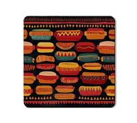 Vintage Hot Dog Washer Dryer Top Protector Mat, Festive Retro Food Pattern Laundry Room Dust Covers, Rubber Anti-slip Waterproof Mats for Summer BBQs 24x24 Inch
