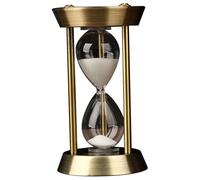 Vintage Hourglass Timer, Hourglass Decor, 3 Minute Brass Sand Timer With Metal Base & White Sand Decor,Metal Sand Watch, Hour Glass With Sandhour Glass For Home Desk Office Decor
