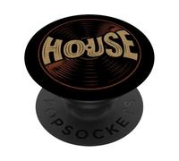 Vintage House Music Vinyl Record Distorted Text Design PopSockets Adhesive PopGrip