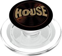 Vintage House Music Vinyl Record Distorted Text Design PopSockets PopGrip for MagSafe