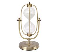 Vintage Household Hourglass Ornament, Handcrafted Sand Clock Timer with Polished Electroplated Metal Frame and Clear Glass, Decorative Sandglass for Bedroom Living Room (Large 30mins Rotating)