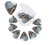 Vintage Houses in Mountains Guitar Picks 12 Pack 3 Different Thickness Celluloid Guitar Plectrums with Guitar Pick Storage Box Personalized Guitar Pick for Acoustic Guitar Picks