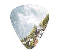 Vintage Houses In Mountains Printed Guitar Picks 12 Pack Picks Sampler With Storage Box For Guitar Bass Ukulele 0.46mm
