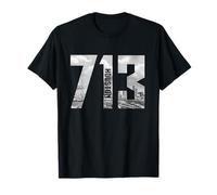 Vintage Houston Texas 713 Area Code Skyline T-Shirt