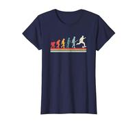 Vintage Human Evolution Soccer Player Football Soccer T-Shirt, Women, Navy Blue, X-Small