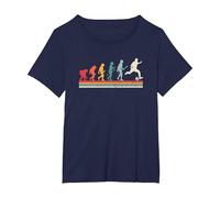 Vintage Human Evolution Soccer Player Football Soccer T-Shirt, Women's Plus, Navy Blue, 1X