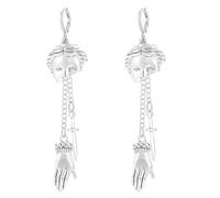 Vintage Human Face Drop Dangle Small Hoop Earrings for Women Silver Plated Dagger Hand Venus Charms Hoops Earring Gothic Punk Theme Party Jewelry