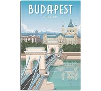 Vintage Hungary Budapest Danube Castle Travel Poster Retro Wall Art Canvas Poster Art Print Home Decor Room Decor Unframed 50x75cm