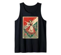 Vintage Hungary Flag Stamp Hungarian Folk Dancer Design Tank Top