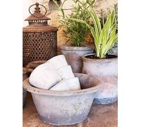 Vintage Hyacinth Bowl, Succulent Planter, Large Plant Pot, Terracotta Plant Pot, Rustic Weathered Bowl for Flower Bulbs, Herbs & House Plants, Orange & Grey Garden Pot