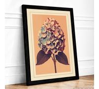 Vintage Hydrangea Botanical Framed Wall Art Print A2 (59.4×42cm) Black, Wall Decor for Living Room, Bedroom, Office & Home, Ready to Hang, Art Gift