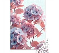 Vintage Hydrangea Flowers 1000-Piece Puzzle for Adults, 38x26cm/1000pcs, White Card with A Low-dust Finish; An Evening Activity Away from Screens