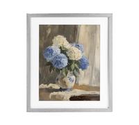 'Vintage Hydrangea in Ceramic Vase'| Framed Print Under Glass