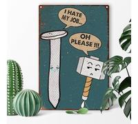 Vintage I Hate My Job Oh Please Aluminium Metal Tin Sign Tin Poster Wall are Decor New 8x12 Inch
