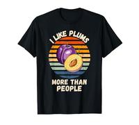 Vintage I Like Plums More Than People Retro Plums Fruit T-Shirt