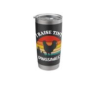 Vintage I Raise Tiny Dinosaurs - Retro Chicken Silhouette Stainless Steel Insulated Tumbler