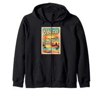 Vintage Ibiza Spain Travel Souvenir Landmark Tourist Gift Zip Hoodie