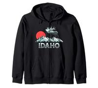Vintage Idaho Elk Hunter Conservation Retro Graphic Zip Hoodie