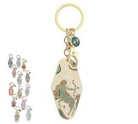 Vintage Illustrated Zodiac Keychain, Zodiac Metal Enamel Keyring, Handcrafted Enamel Horoscope Pendant Accessories (Sagittarius)