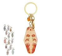 Vintage Illustrated Zodiac Keychain, Zodiac Metal Enamel Keyring, Handcrafted Enamel Horoscope Pendant Accessories (Aries)