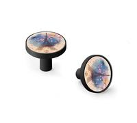 Vintage Illustration of Eiffel Tower Cabinet Knobs and Wall Hooks, 6 Pack Modern Drawer Pulls with Black Base, Solid Zinc Alloy Handles for Kitchen, Bathroom, Dresser