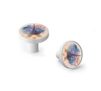 Vintage Illustration of Eiffel Tower Cabinet Knobs and Wall Hooks, 6 Pack Modern Drawer Pulls with White Base, Solid Zinc Alloy Handles for Kitchen, Bathroom, Dresser