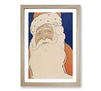 Vintage Illustration of Father Christmas Framed Print | A2 Oak Framed Wall Art | Ready to Hang | Classic Christmas Picture | Living Room Bedroom Lounge Office
