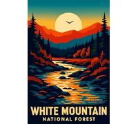 Vintage Illustration Of White Mountain National Forest At Sunrise_result - A4 Travel City Poster Wall Art Home Decor Art Print Featuring Urban Landmarks and Global Views for Stylish Interior Display