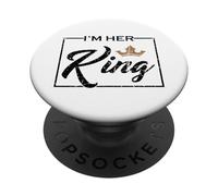 Vintage I'm Her King Couples Matching PopSockets Adhesive PopGrip