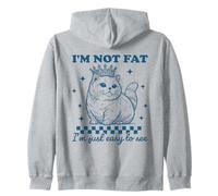 Vintage I'm Not Fat I'm Just Easy To See, Funny Cat Lover Zip Hoodie