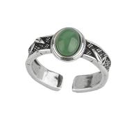 Vintage Imitation Jade Ring for Women Oval Shaped Chinese Style Retro Elegant Open Rings Comfort Fit Tail Middle Thumb Finger Wedding Engagement Delicate Chic Jewelry for Valentine Mother Size 7