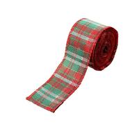 Vintage Imitation Ribbon, Red Green Grid Linen Wire Ribbon - 6M/Roll for DIY Christmas Crafts, Bow Making & Gift Wrap(Color5)