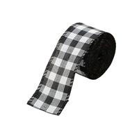 Vintage Imitation Ribbon, Red Green Grid Linen Wire Ribbon - 6M/Roll for DIY Christmas Crafts, Bow Making & Gift Wrap(Color2)